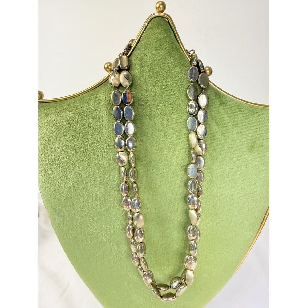Monet Gold Tone Double Strand Beaded Necklace